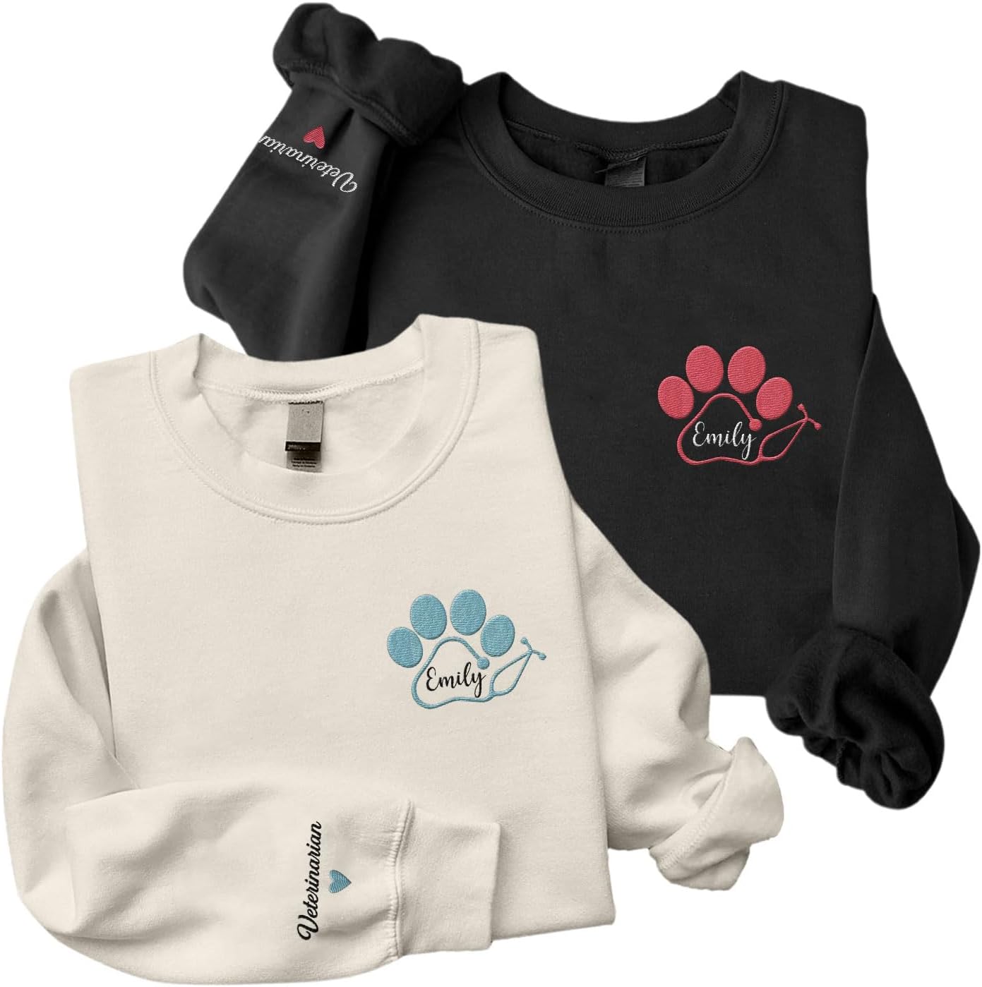 Leeprints Personalized Embroiderd Veterinary Medicine Sweatshirt - Vet Tech Sweater, Veterinarian Gift, Vet Med Staff Gifts