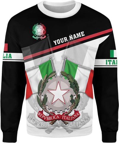 Ligthuy Personalized Name Italy Shirt 3D, Custom Italian Shirt Flag for Men and Women, Italia Shirt Soccer Unisex Size