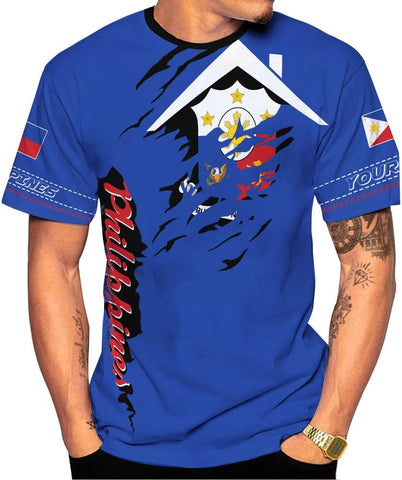 Mostprints Personalized Name Philippines Shirts 3D, Filipino Flag Pride Shirt Philippines Shirt Flag Tshirt for Men Women S-5XL