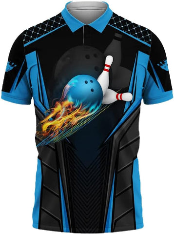Custom 3D Bowling Polo Shirts for Men and Women Personalized Team Name Gift Unisex Customized Bowling Short Sleeve Polo Shirt
