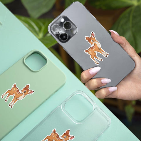 (3Pcs) Cute Baby Deer Vinyl Sticker, Lovely Deer Doe Animal Stickers, Deer Hunter Decal, Deer Face Decal, Hunting Gifts - Stickers for Laptop Water Bottle Phone Car Window Helmet 3 Inches (Deer 2)