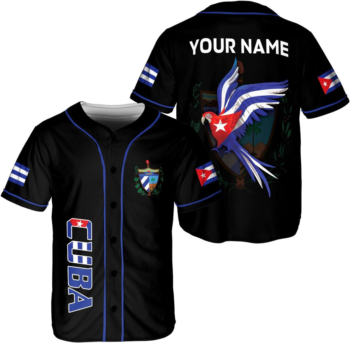 Podagree Personalized Cuba Baseball Shirt, Cuban Flag Jersey for Men and Women