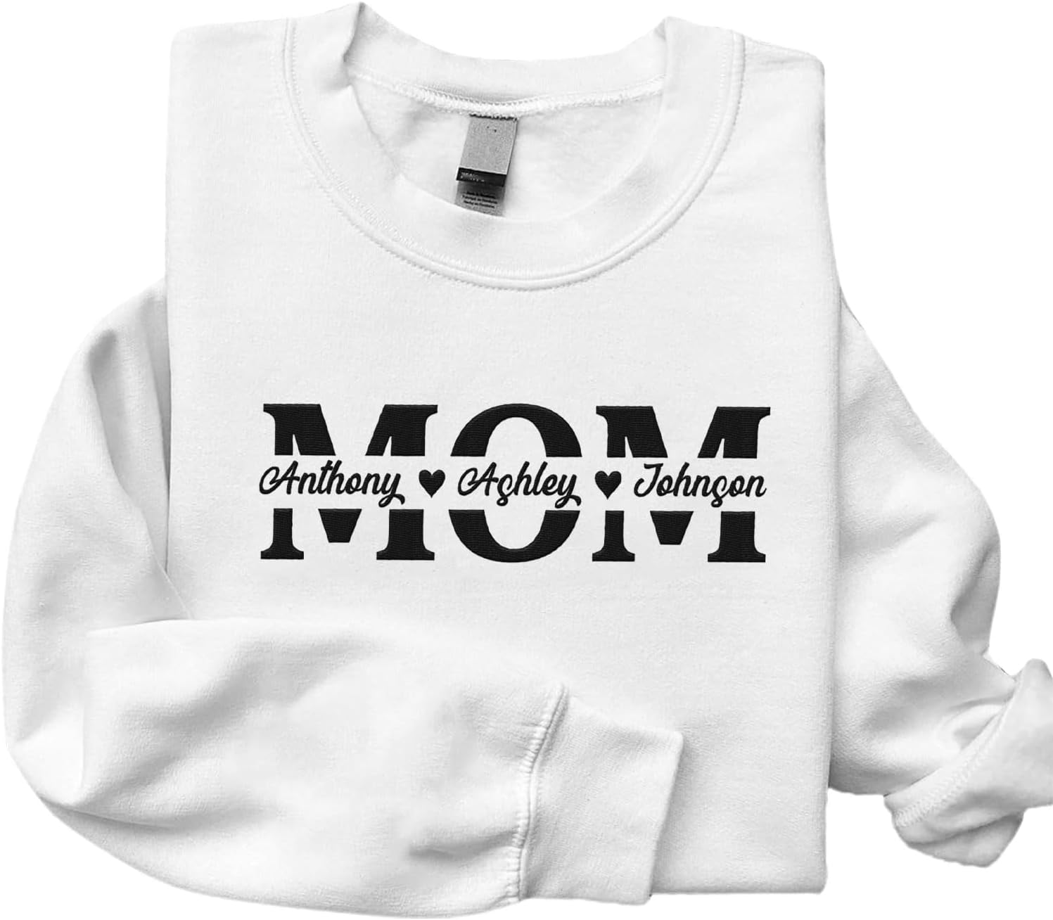 Embroidered Personalized Mom Sweatshirt, Mom Sweatshirt with Kids Names, Mama Est 2023 Sweatshirt for Mom (Cotton, SS147), Small-5X-Large