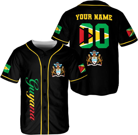 Leeprints Personalized Guyana Baseball Jersey Shirt, GuyaneseFlag Jersey, Guyana Guyanese Pride Jersey for Men and Women