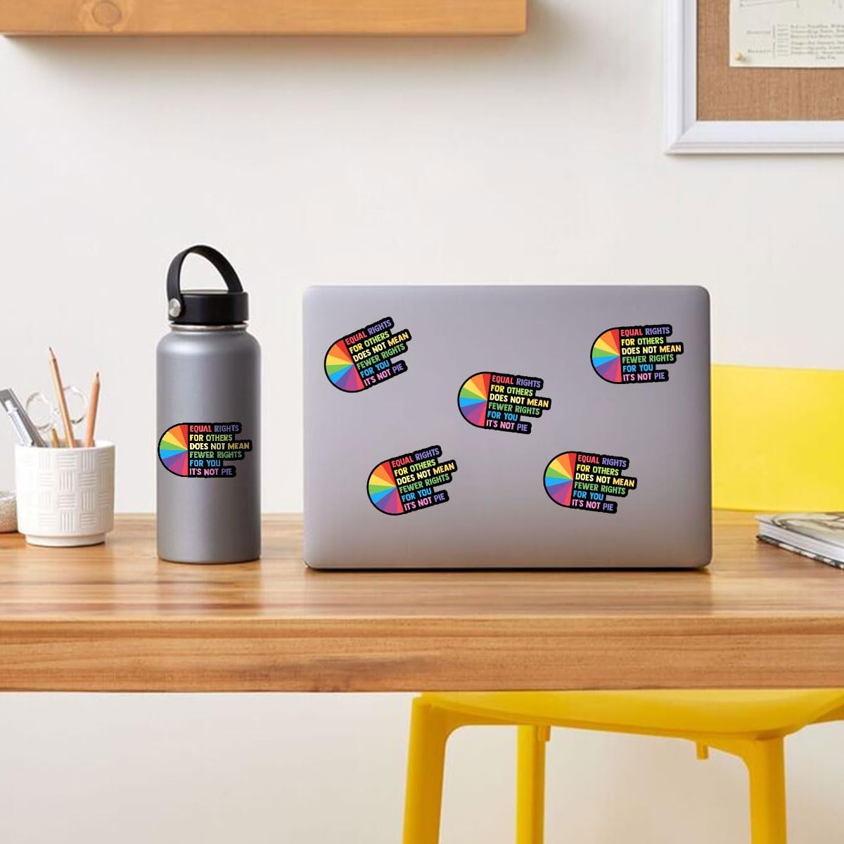 3 Pcs Equal Rights for Others Does Not Mean Fewer Rights for You It's Not Pie Sticker, LGBTQ Ally Pride Bumper Sticker - Vinyl Stickers for Water Bottles Laptop Phone Car Window Helmet 3 Inches