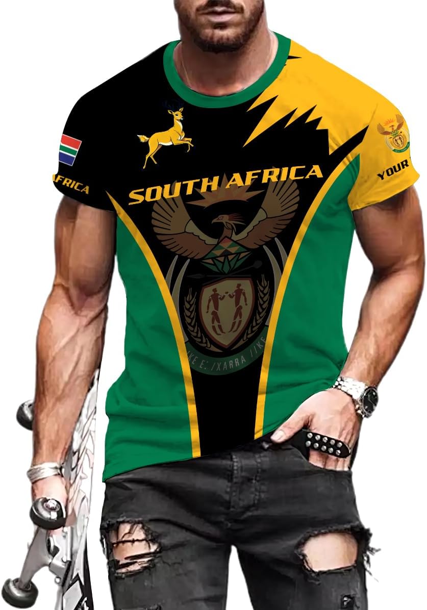 MoonArt Personalized South Africa 3D Shirt, African Pride T-Shirt, South Africa African Flag National Tshirt South African