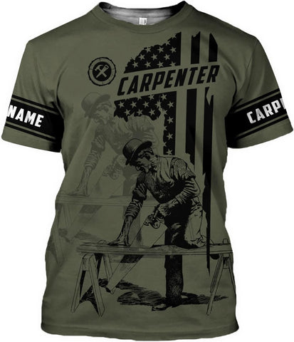 Personalized Name Carpenters Shirts for Men, Customized Name Carpenter Tshirt, Carpenter Gifts for Men Women 1