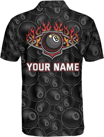 Custom Billiard Polo Shirts for Men Women Personalized Name Team 8 Ball Shirt Billiards Apparel Pool 3D Tshirts Gifts Player