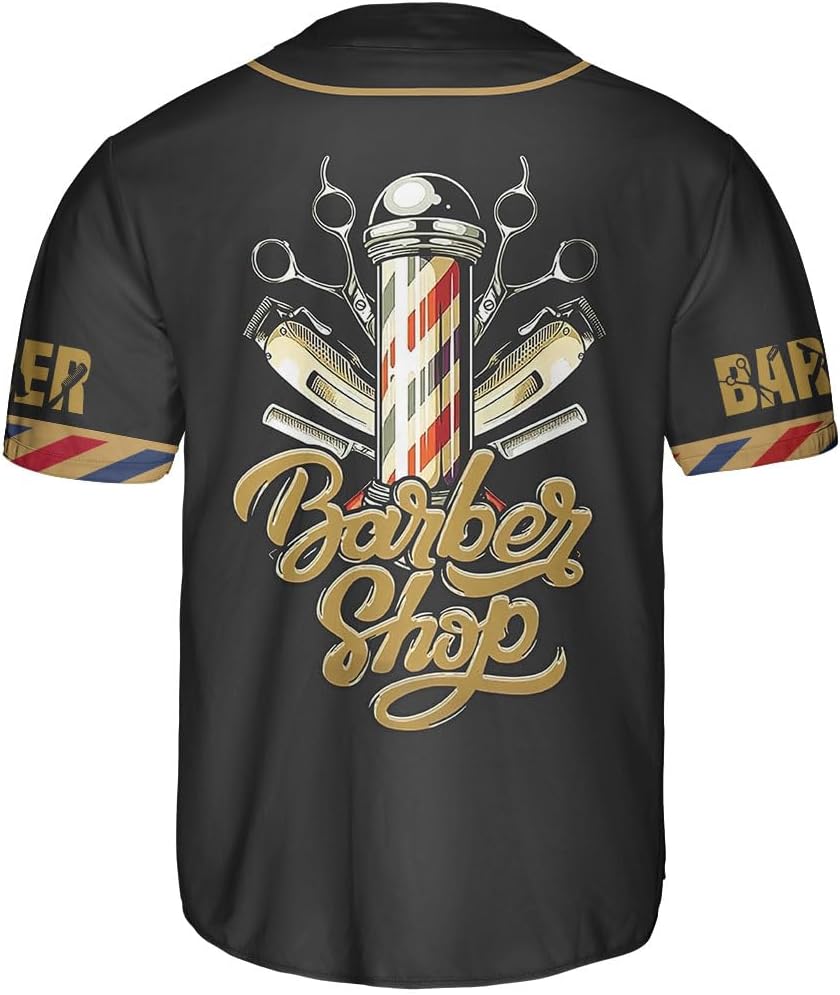 Personalized Barber Shop Baseball Jersey, Hairdresser Jersey, Barber Tools Hat