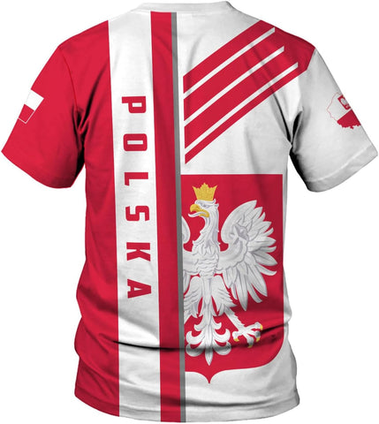 MoonArt Personalized Name Poland Shirt 3D, Poland Pride Shirts, Retro-Feel Polish Eagle Polska Unisex T-Shirt Polish Eagle