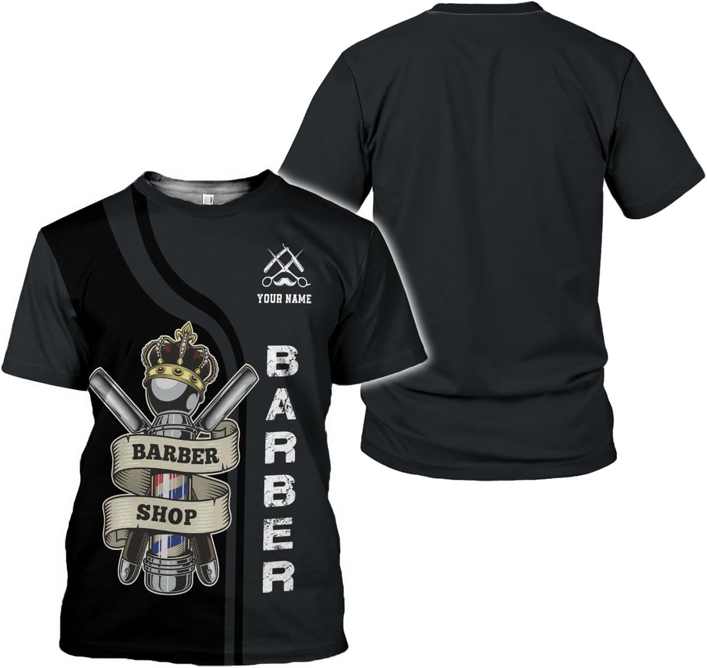Personalized Name Barber 3D All Over Printed Shirts for Men & Women, Hair Stylist Shirt Gift for Barbershop
