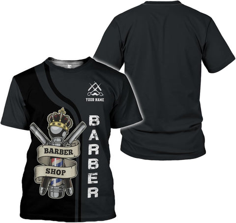 Personalized Name Barber 3D All Over Printed Shirts for Men & Women, Hair Stylist Shirt Gift for Barbershop