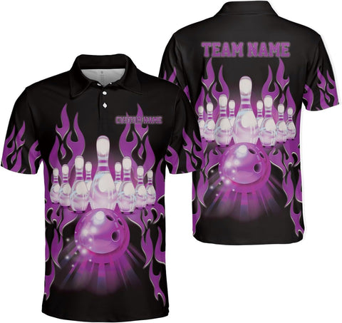Custom 3D Bowling Polo Shirts for Men and Women Personalized Team Name Gift Unisex Customized Bowling Short Sleeve Polo Shirt