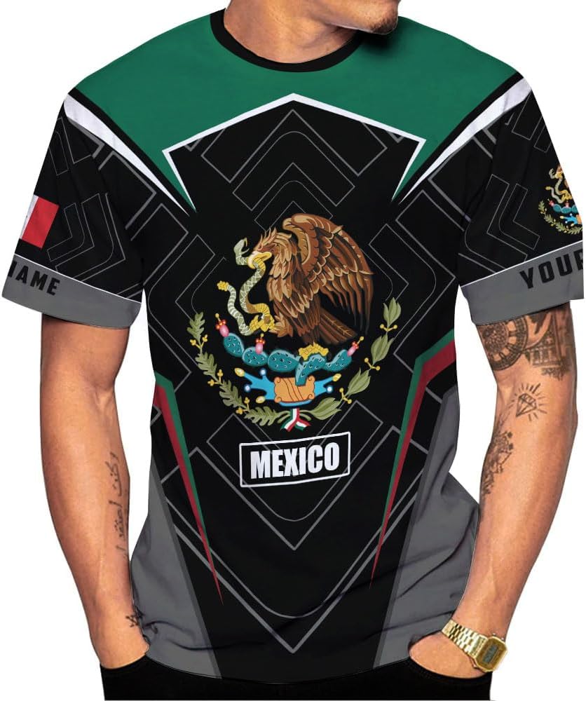 Mostprints Personalized Name Mexican Shirts for Men 3D, Customized Mexico Shirts for Men, Mexico Shirts for Women Mexico Shirt1