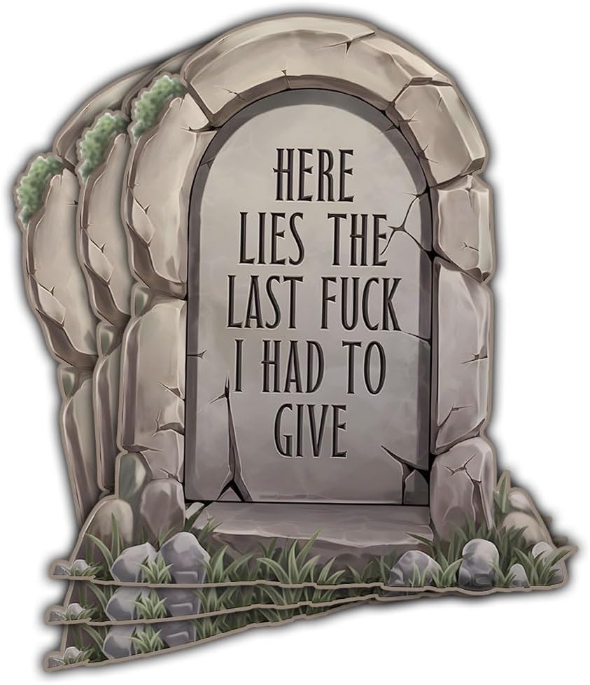 (3pcs) Last Fuck to Give, Here Lies The Last Fuck I Had to Give Sticker, Cooler Stickers, Funny Water Bottle Stickers - Vinyl Stickers Waterproof for Water Bottles Laptop Car Window Helmet 3 Inches