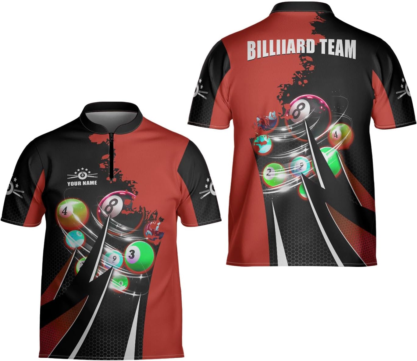 Artparel Personalized Billiard Jersey 3D Billiard Shirts for Men Billiard Bowling Jersey Billiards 9 Ball Pool Shirts for Men