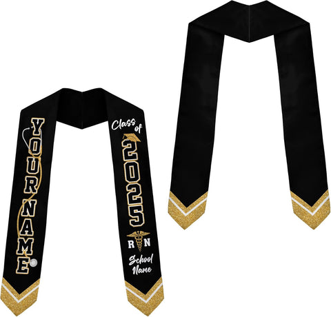 Pretyprints Custom Nurse Sash Graduation, RN Graduation Stole Gifts for Friends Nursing Student Senior Class Of 2025