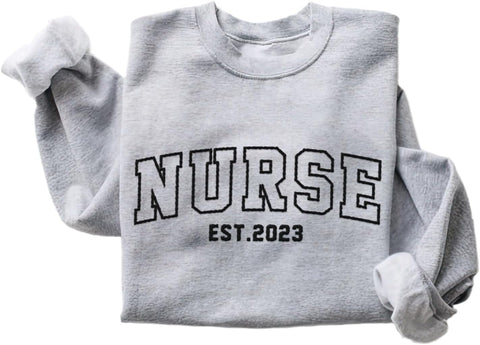 AOVL Personalized Embroidered Nurse Sweatshirt Women Nurse Sweatshirt Embroidered Sweatshirt For Nurse Nurse Shirts Gift