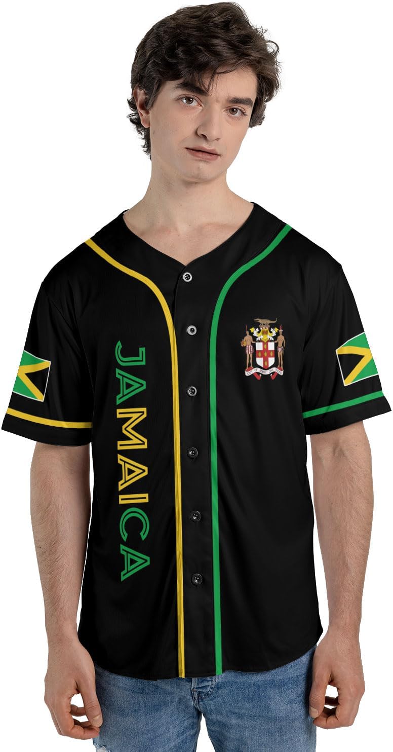 Personalized Jamaica Baseball Jersey Shirt, Custom Team Name Jamaican Baseball Jersey for Men and Women, Jamaica Country