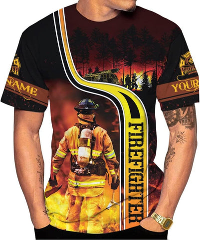 Mostprints Personalized Name Firefighter Shirt 3D, Custom Name Firefighter Shirts Men, Gift Firefighter Shirts for Women1