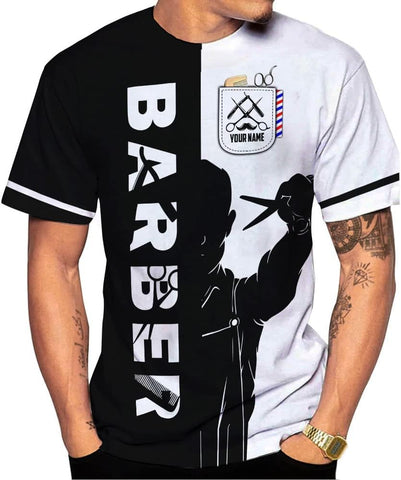 Vybonz Personalized Barber Gift for Barber 3D All Over Printed Shirts Gift for Men & Women Hair Stylist Shirt Gift Barbershop