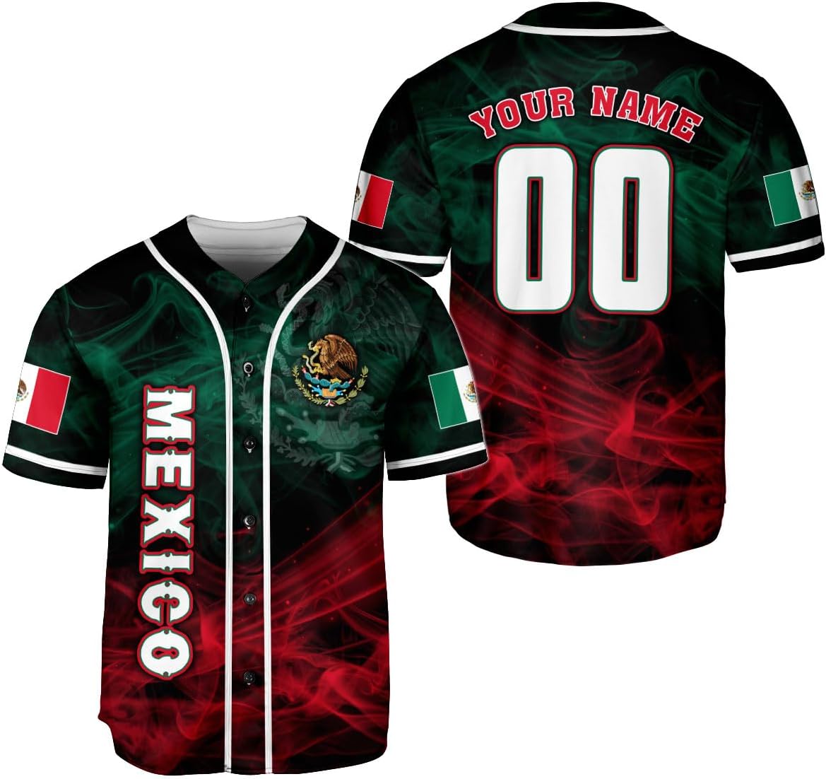 RoyalBro Personalized Mexico Baseball Jersey, Mexican Jersey for Men & Women, Mexican Flag Jersey, Mexico Shirt Camisas