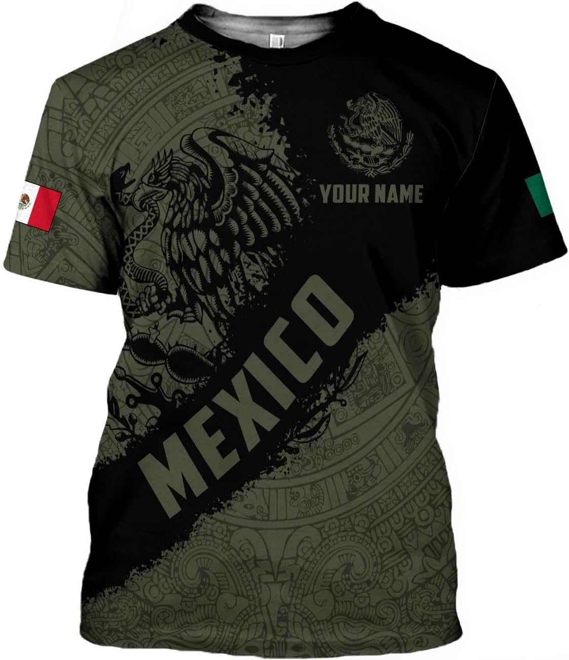 Mostefy Personalized Name Mexican Shirts 3D Customized Mexico Shirt US Flag, Mexican Shirts for Women Unisex