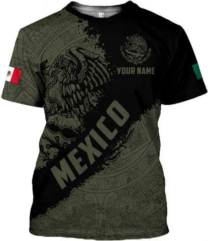 Mostefy Personalized Name Mexican Shirts 3D Customized Mexico Shirt US Flag, Mexican Shirts for Women Unisex