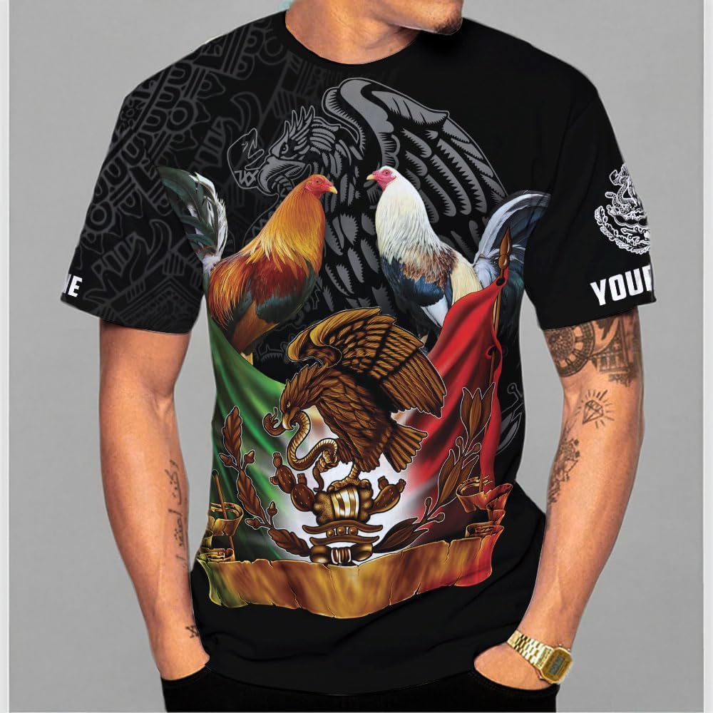 AOVL Personalized Rooster shirts 3D Rooster Mexican Shirts for Men Rooster Mexico Shirt Rooster Shirt for Men Women S-5XL