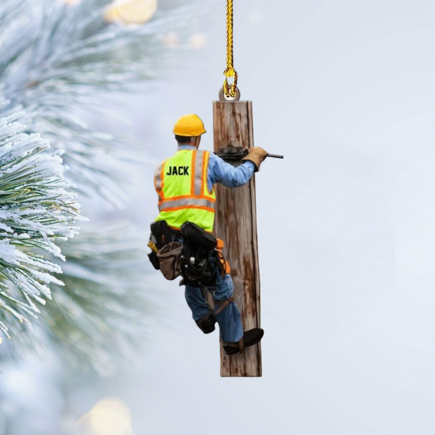 HomeDesign Personalized Lineman Ornament Custom Lineman Ornaments Line Man Christmas Ornaments Gifts for Lineman Ornament Lineman Christmas Hanging Ornament Lineman Gift (Style 7)