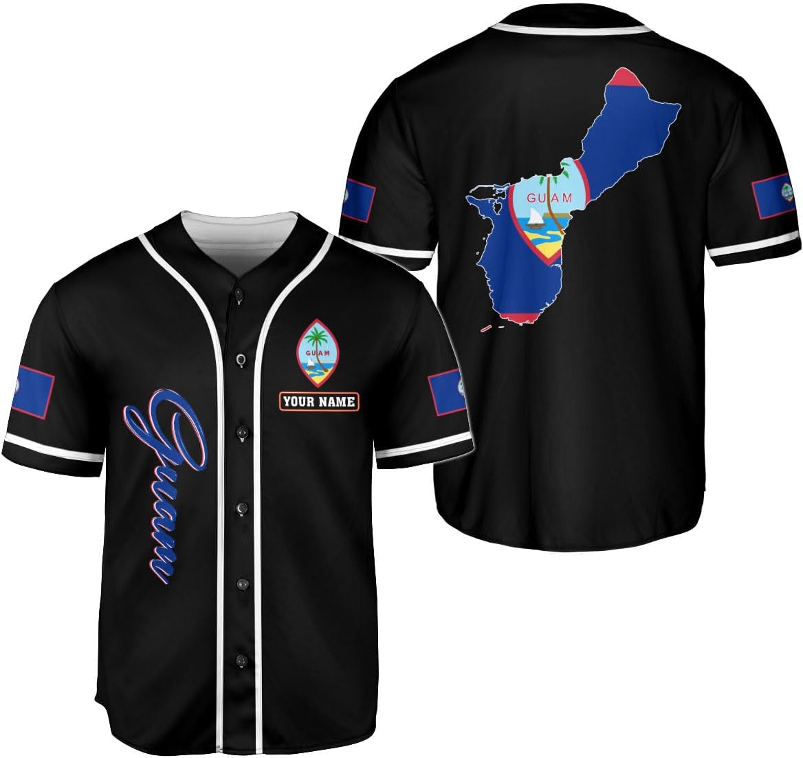 Parvii Personalized Guam Baseball Jersey Shirt, Guam Jersey, Guahan Flag Jersey, Guam Islander Pride Jersey for Men & Women
