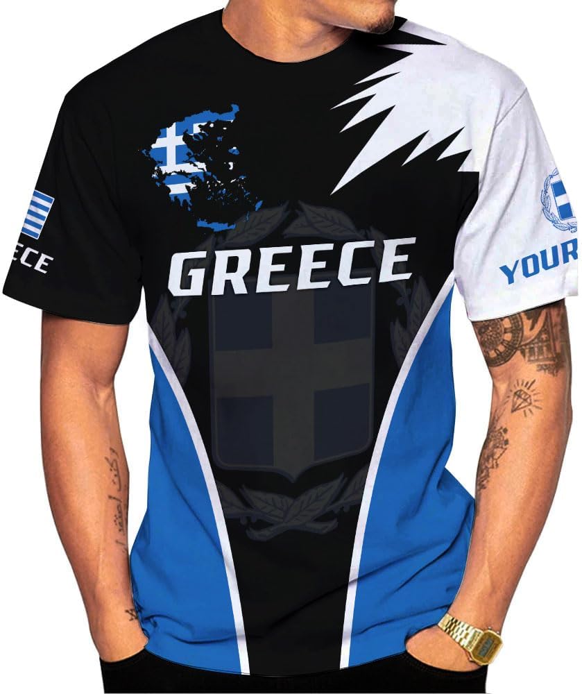 Suseaz Personalized Greece Hoodie Greek Coat of Arms Flag Grecian 3D Sweatshirt Greece Zip Hoodie Grecian Pride Gift Shirt