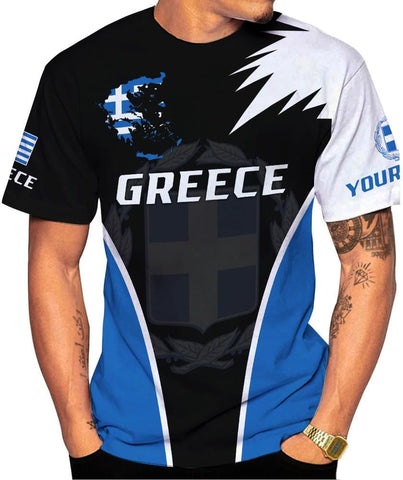 Suseaz Personalized Greece Hoodie Greek Coat of Arms Flag Grecian 3D Sweatshirt Greece Zip Hoodie Grecian Pride Gift Shirt