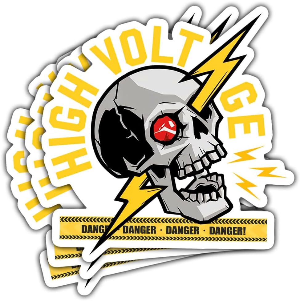 3 Pcs High Voltage Skull Sticker, Lineman Stickers, Skull Stickers, Skeleton Stickers Lineman for Toolbox Instruction Electrical Helmet Welder Water Bottle Tumbler Phone Case Gifts for Adults 3"x3"