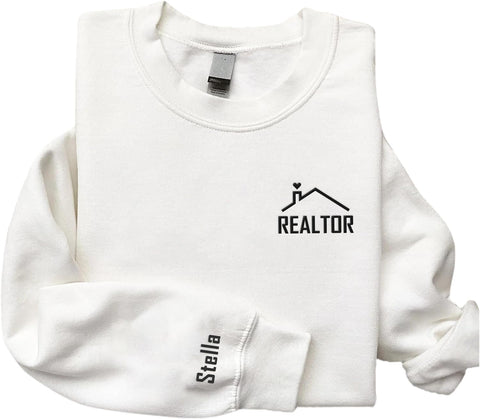 Personalized Embroidered Realtor Sweatshirts T-Shirt, Real Estate Agent Pullover Hoodie, Home Girl Sweater, Gifts For Realtor