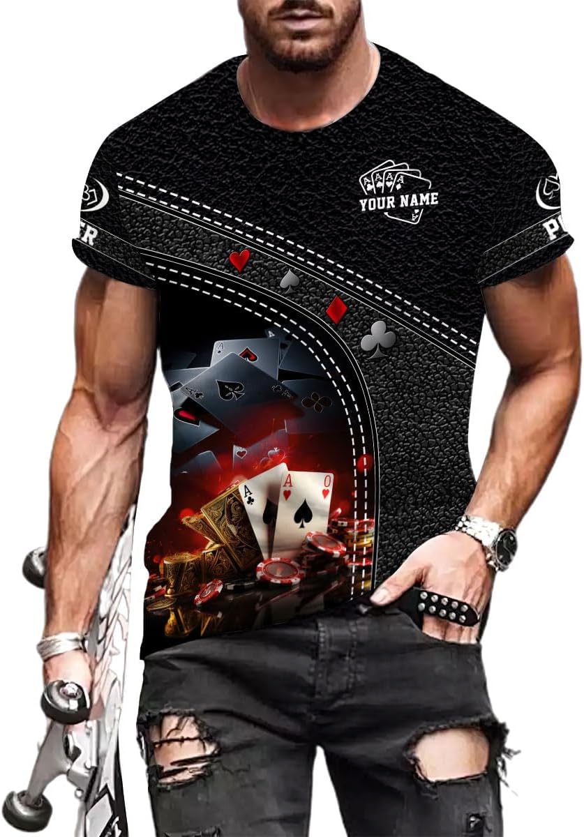 MoonArt Personalized Poker Shirt, Poker Player Shirt, Funny Casino Poker Pattern 3D Over Print, Unisex Poker Tshirt Men Women
