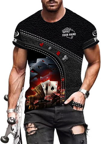 MoonArt Personalized Poker Shirt, Poker Player Shirt, Funny Casino Poker Pattern 3D Over Print, Unisex Poker Tshirt Men Women