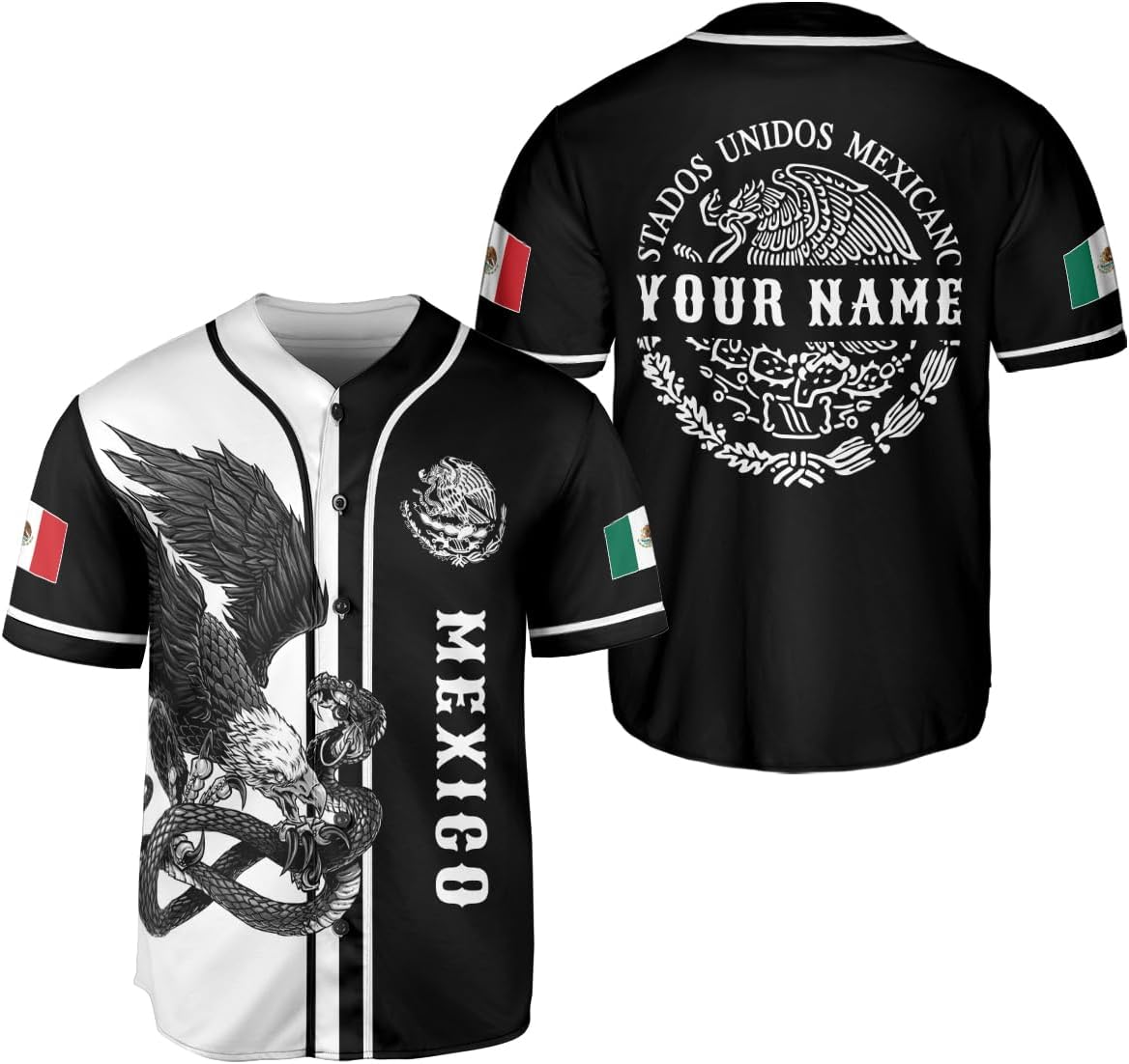 RoyalBro Personalized Mexico Baseball Jersey, Mexican Jersey for Men & Women, Mexican Flag Jersey, Mexico Shirt Camisa