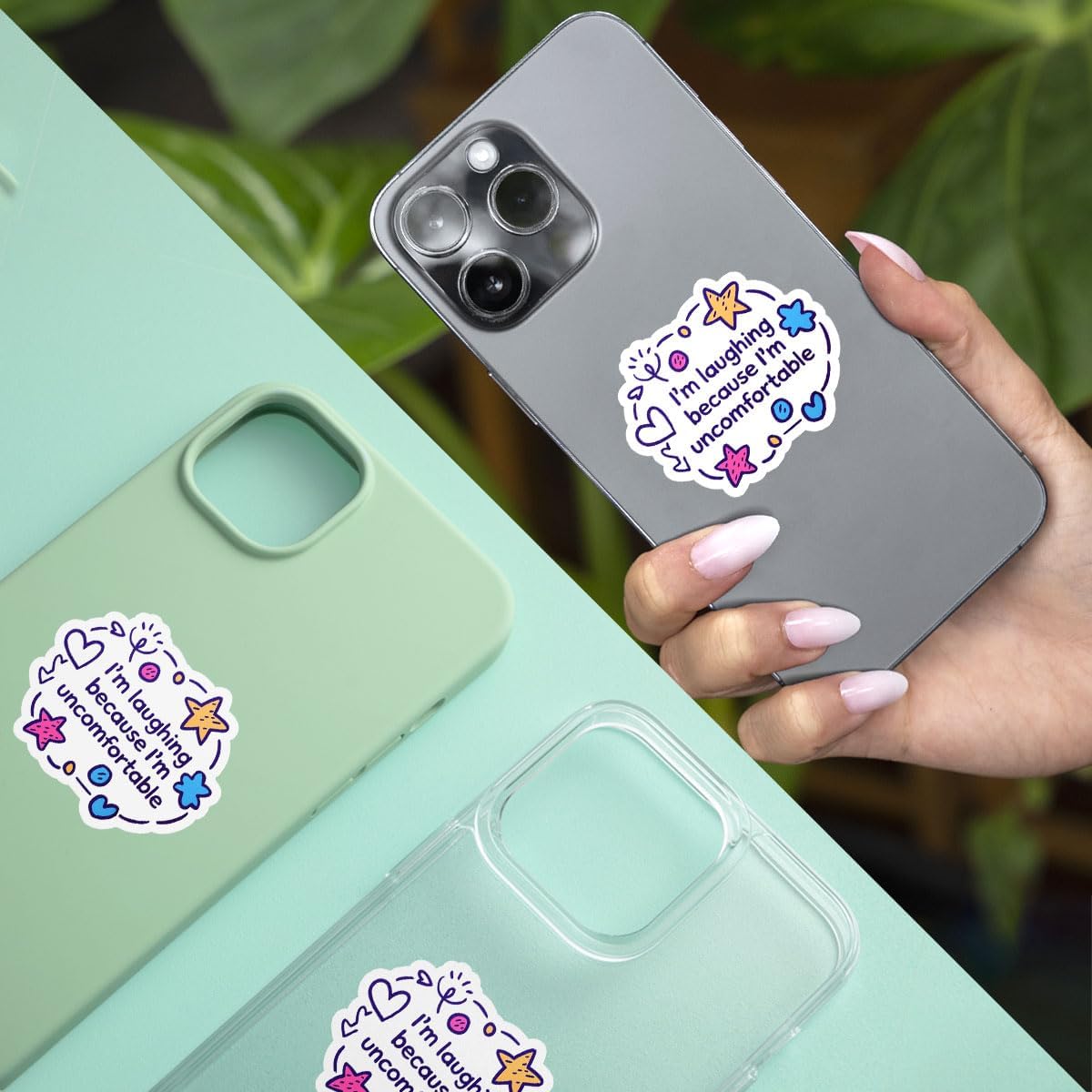 3Pcs I'm Laughing Because I'm Uncomfortable Sticker, Funny Sticker, Anxiety Sticker, Introvert Sticker, Motivational Inspirational Quote Decal - Stickers for Laptop Water Bottle Phone Car Helmet 3"