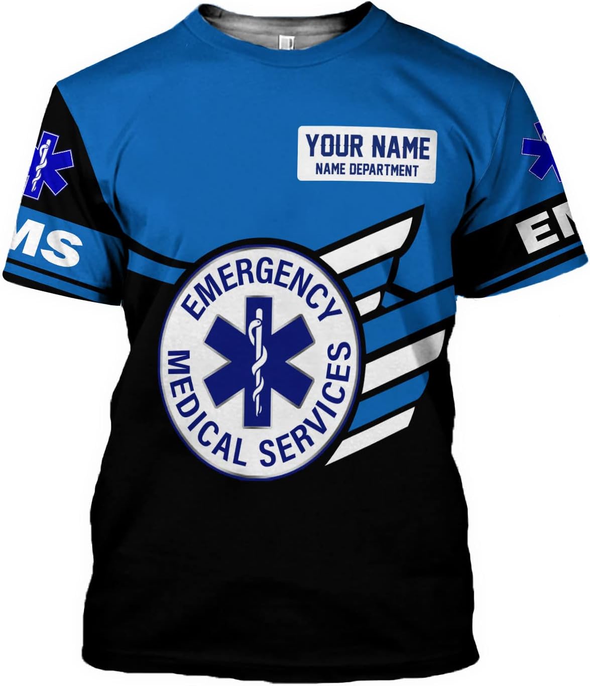 Mostefy Personalized Name EMS Shirt 3D Uniform Emergency Medical Technician, EMS Shirts for Men, EMT Shirt, Paramedic Shirt