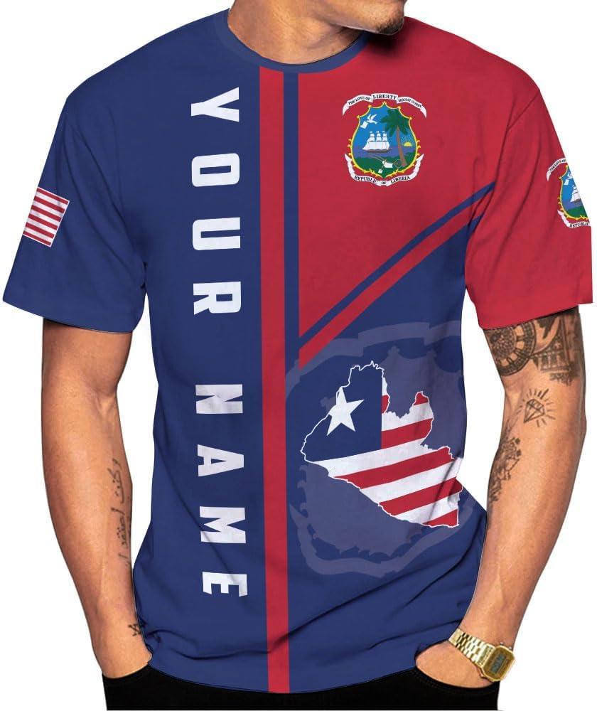 MoonArt Personalized Liberia Shirts Liberian Coat of Arms Flag Liberia 3D Shirts Liberia Liberian Pride Gift