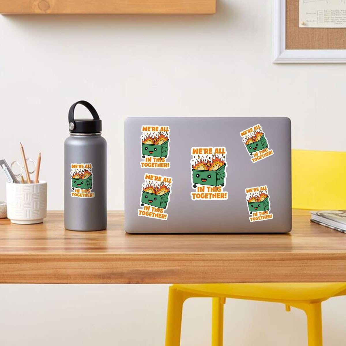 3 Pcs We're All in This Together Sticker Funny Dumpster Fire Sticker Garbage Fire Trash Dumpster Fire Meme Waterproof Vinyl for Laptop Water Bottle Phone Car Helmet Hard Hat Funny Gifts Sticker 3"x3"