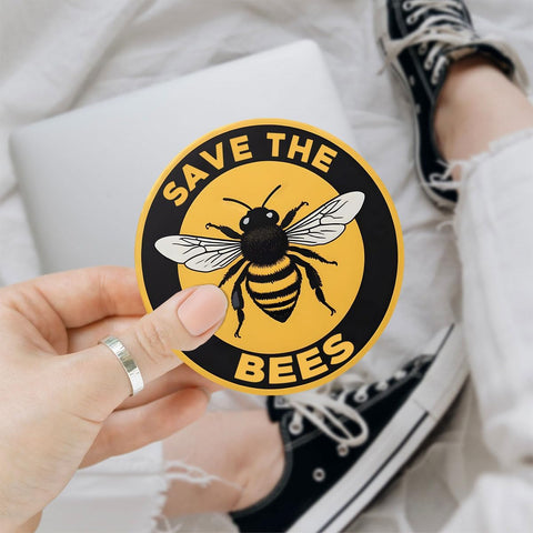 (3Pcs) Save The Bee Sticker, Round Save The Bees Sticker, Bee Sticker, Bumble Bee Decal for Car, Bee Bumper Sticker, Honey Bee Sticker - Stickers for Laptop Water Bottle Phone Car Window Helmet 3"