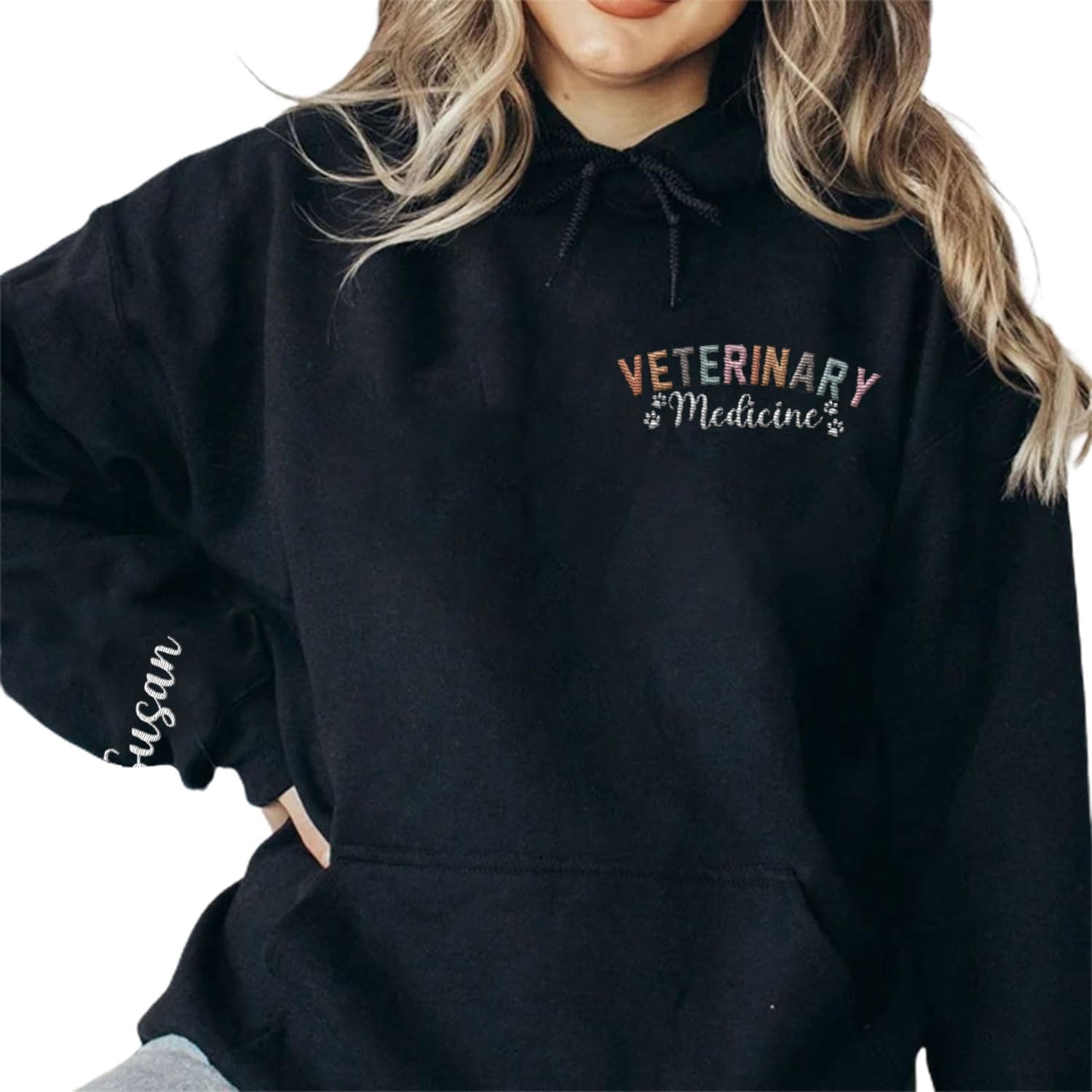 Custom Embroidered Vet Assistant Sweatshirt, Veterinary Medicine Hoodie for Women, Vet Tech Crewneck Gifts for Veterinarian