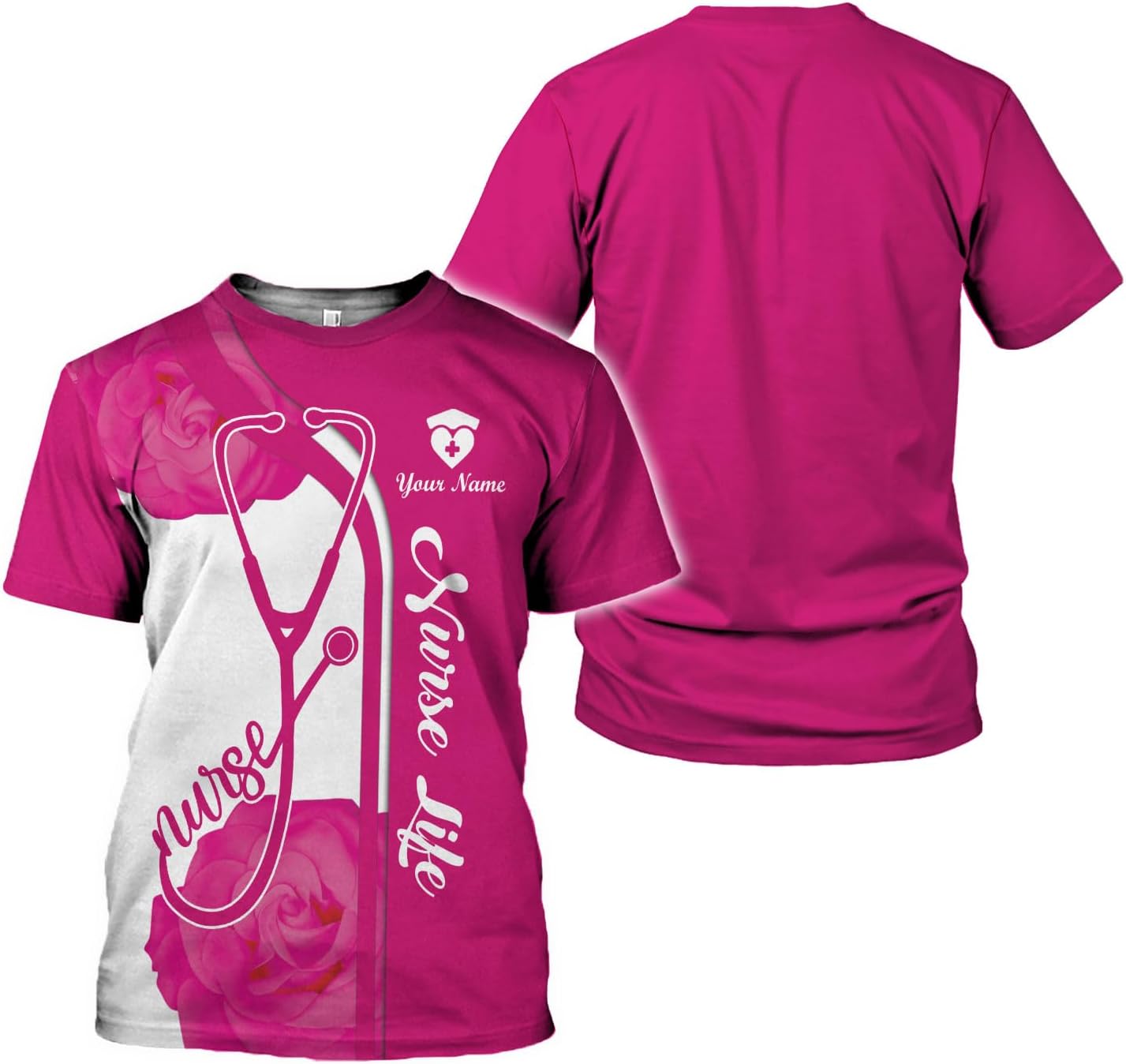 Woseprints Personalized Name 3D Nurse Shirts, Emergency Nurse T-Shirt Gifts