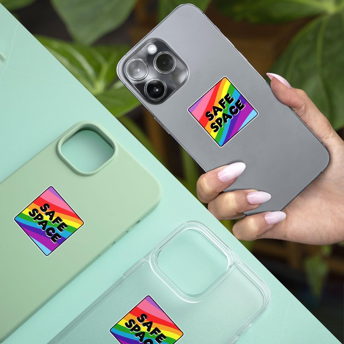 3 Pcs Safe Space Sticker, Intersectional This is A Safe Space Stickers, Safe Space LGBTQ+ Heart - Rainbow Decals for Laptop Phone Water Bottle Cars Phone Case Laptop 3"x3"