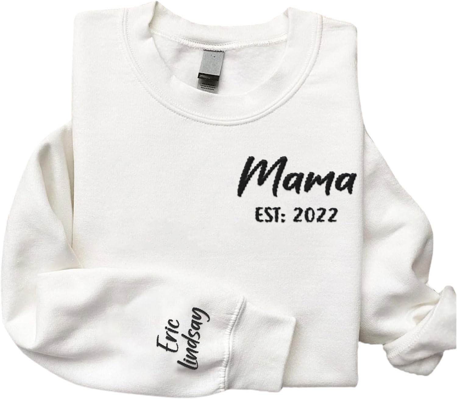Custom Mama Crewneck Sweatshirt Personalized Mom Est 2024 Sweater with Kids Names Customized Gifts for Mothers Day (Cotton, SS28)