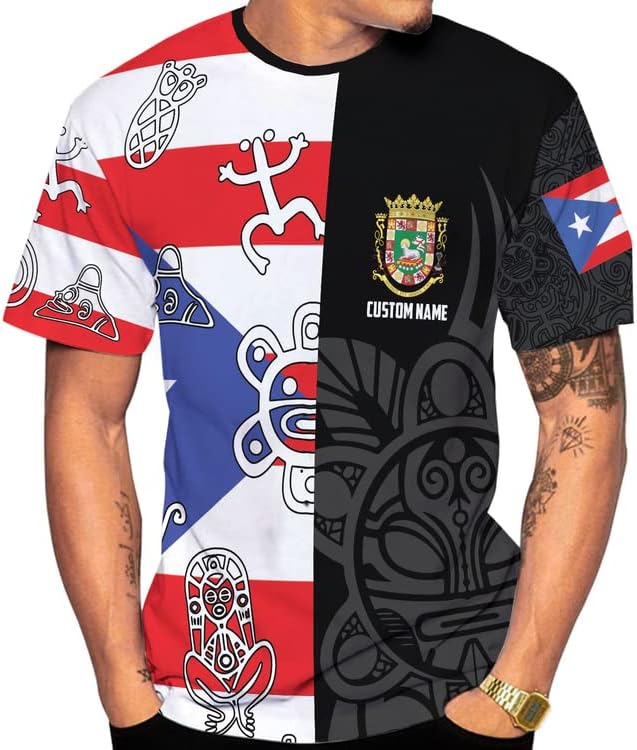 Woseprints Personalized Name Puerto Rico 3D Shirt, Puerto Rico Flag T-Shirt for Men & Women