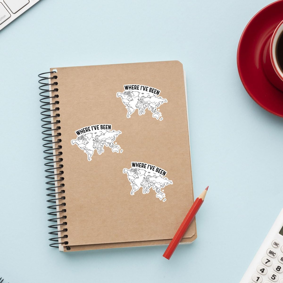 (3Pcs) Where I've Been Map Vinyl Coloring Sticker, Where I Have Been, Visited World Map to Track Travel Journal, Visited States map for Laptop Water Bottle Phone Hard Hat 3"x3"