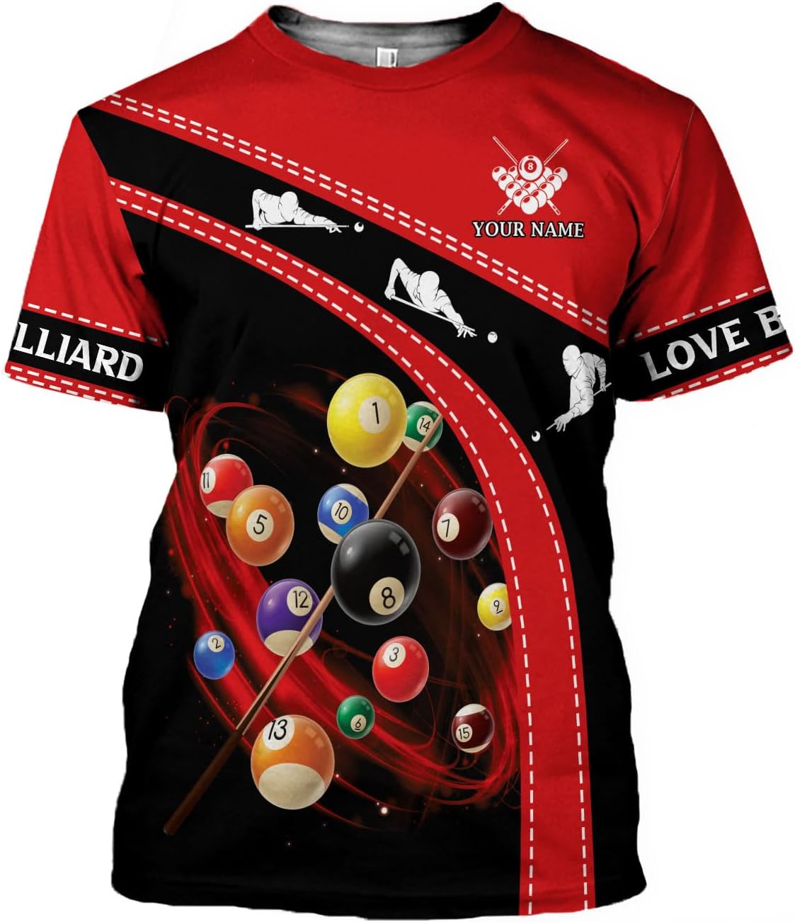 Pretyprints Personalized 3D Billiard Shirt Custom Name Men Women Team Apparel Pool 8 Ball Flag Tshirt Billiards Shirts Gift